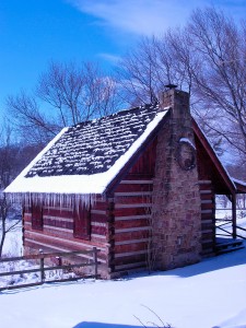 OMH Log House in the winter